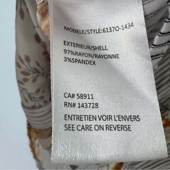 Tribal Jeans Boho Print Long Sleeve Blouse Floral & Stripes VNeck M - Picture 6 of 9